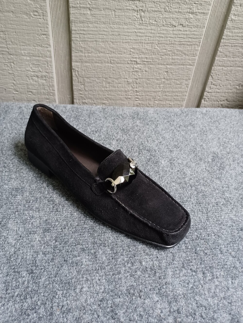 Stuart Weitzman Hardrock Suede Loafers Size 7.5 N Women Shoes Color Black